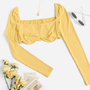 Yellow Long Sleeve Crop Top